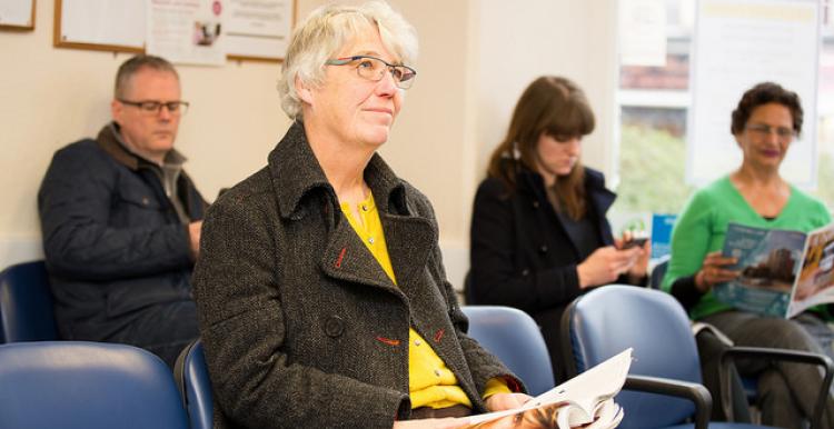 lady in waiting room