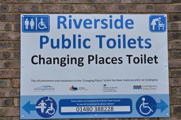 Signage which reads: 'Riverside Public Toilets - Changing Places Toilet'